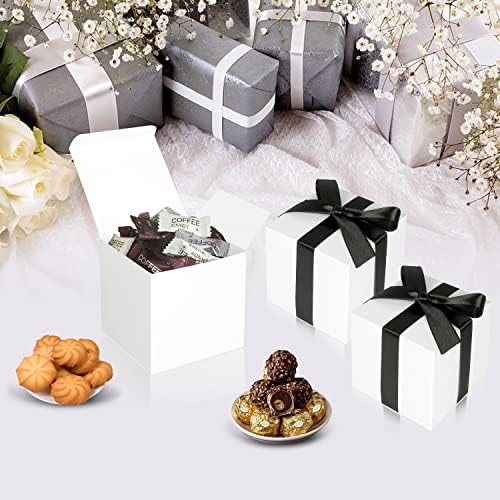 100 Pack Small Gift Boxes, 2x2x2 Inches Favor Boxes White Paper Gift Boxes with Lids for Presents, Crafting, Cupcake Boxes, Gifts, Candy Boxes for Wedding Party Bridal Shower Baby Shower Favors