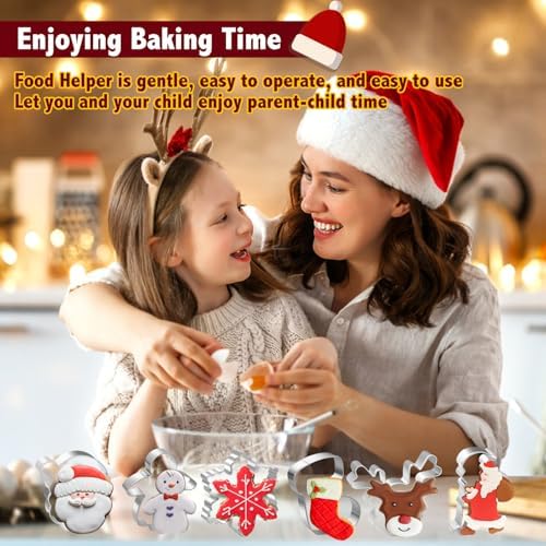 Christmas Cookie Cutters, 11 pieces Cookie Cutters Shape Set Stainless Steel Biscuit Cutters Mold with Snowflake, Snowman, Bell and More for DIY Christmas Food Party Baking Decorations Supplies