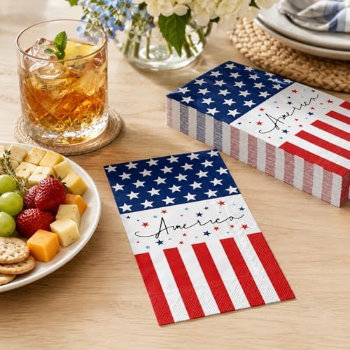 Patriotic 4th July Star Paper Napkins 100pcs
