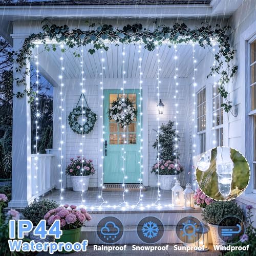 JMEXSUSS 300 LED Curtain Lights, Indoor String Lights for Bedroom, White