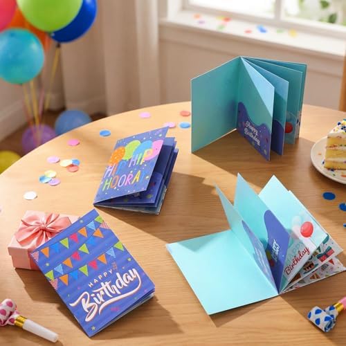 AmazingSpark 4 Set Birthday Gift Card Booklet Cardboard Christmas Birthday Money Holder for Cash Xmas Gift Party Favor Bulk Surprise Money Card Sleeve for Teacher Employee Appreciation