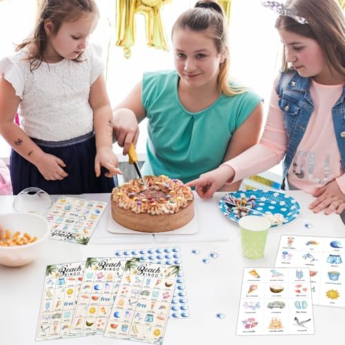 Beach Bingo Game Happy Holiday Party Games with 24 Players, Bingo Game for Adults Family Friend, Travel Games Card for Outdoor Indoor, Family Holiday Party Activities Supplies Decoration-14