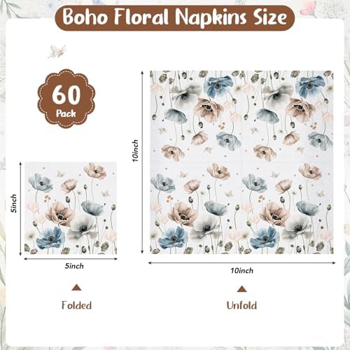 Natnarr 100 Pcs Floral Paper Napkins, 5" Boho Flower Napkins