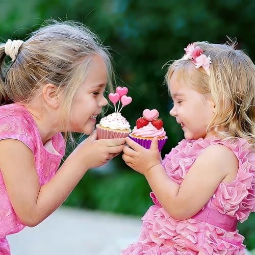 SANNIX 450Pcs Valentine's Day Foil Cupcake Liners Red Pink Cupcake Wrappers Foil Metallic Muffin Liners Baking Cups for Valentines Wedding Party Decorations Supplies