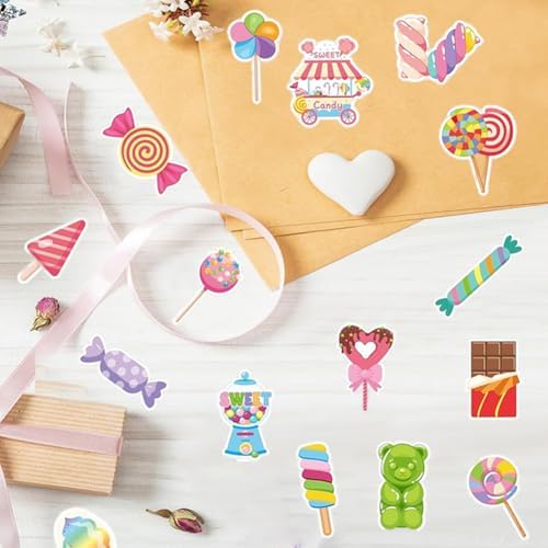 500PCS Christmas Stickers 16 Styles Candy Sticker Rolls Adorable Lollipop Stickers 1in Self-Adhesive Waterproof Vinyl Sticker Decor for Birthday Party Envelopes Scrapbook Decorations