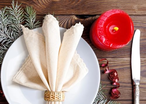 Lightnpro Cotton Flax Dinner Napkins, 18x18 Inch, Natural, Set of 12