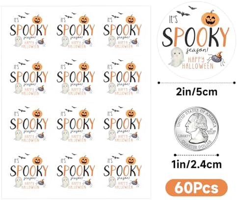 Anwyll Happy Halloween Stickers - 60 Pcs 2'' Halloween Label Stickers