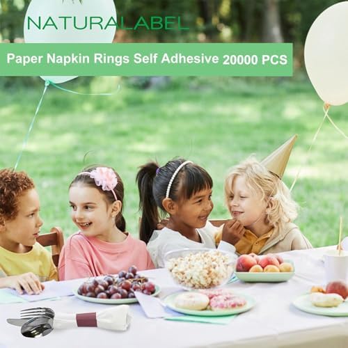 NATURALABEL Self-Adhesive Napkin Bands, Bulk Pack of 20,000, Burgundy