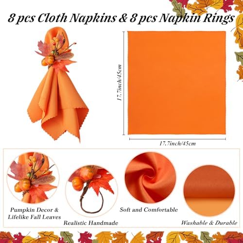 Fall Thanksgiving Napkins and Napkin Rings, Thanksgiving Table Decorations