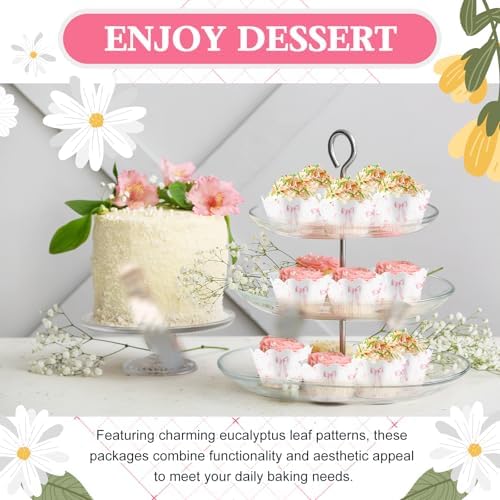 Domensi 100 Pcs Pink Bow Cupcake Wrappers Wedding Bridal Shower Party