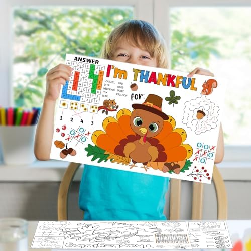 24 Pack Thanksgiving Paper Coloring Placemats for Thanksgiving Place Mats Turkey Paper Placemats Crafts for Coloring Activity