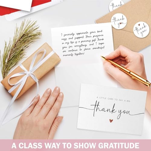 UnimaxPrint 52 Thank You Cards with Envelopes & Stickers, 4 Designs 3.5"x5"