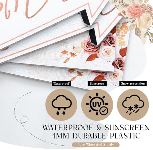 Wenqik 10 Pcs Fall Boho Wedding This Way Directional Parking Signs,Elegant
