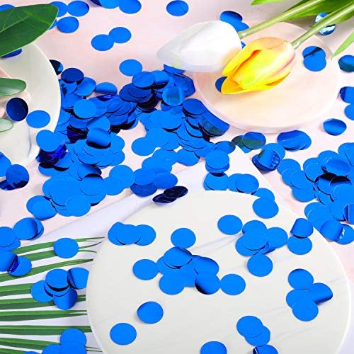 TecUnite Sapphire Blue Foil Confetti Tissue Table Confetti, 1.5 cm