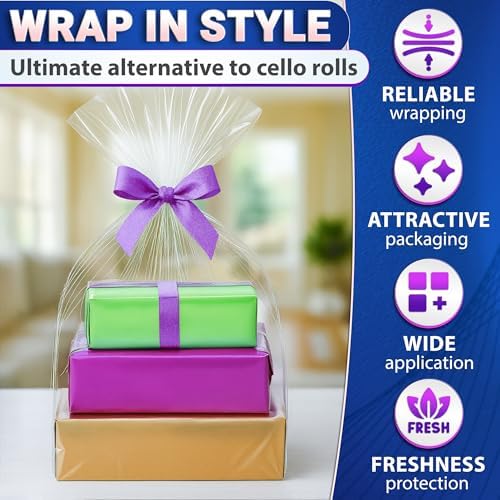 5 Pcs Shrink Wrap Bags for Gift Baskets, 32x40 in, Dust Cover
