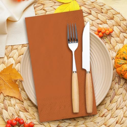 Whaline 120Pcs Fall Guest Napkins 6 Autumn Colors Disposable Napkin Multi-Color Paper Dinner Hand Towels for Fall Harvest Thanksgiving Tableware Supplies