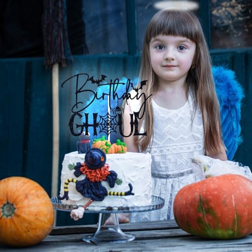 Black Glitter Birthday Ghoul Cake Topper, Spooky Spider Halloween Birthday Cake Décor, Ghost Halloween Bridal Shower Baby Shower Party Decorations Supplies
