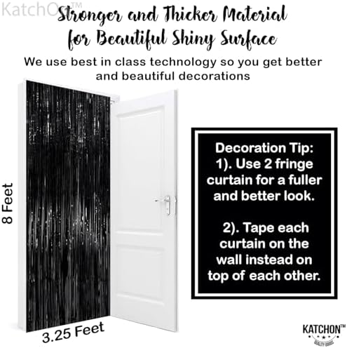 KatchOn XtraLarge 2 Pcs Black Fringe Backdrop Black Streamers Decorations