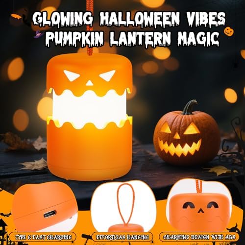 Rechargeable Halloween Pumpkin Lantern Light Collapsible Jack O Lantern