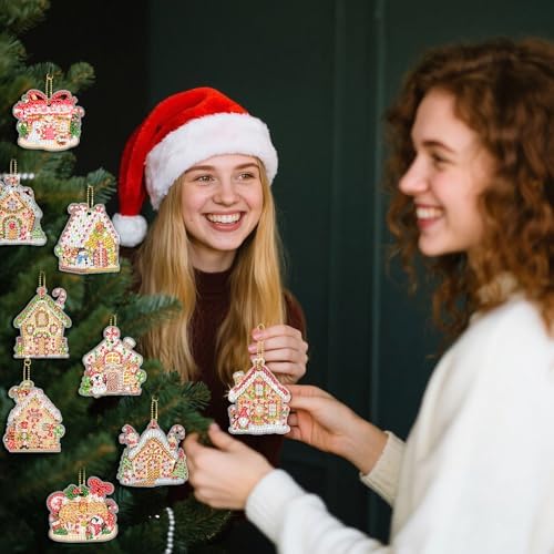 Tondiamo 20 Pcs Diamond Art Christmas Ornaments Diamond Painting Keychain
