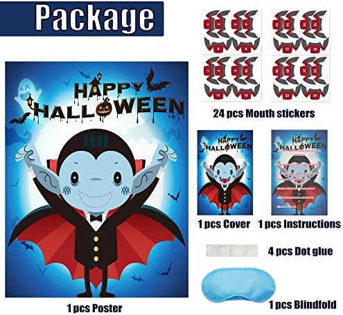 Halloween Games for Kids, Pin The Mouth on Vampire, Pin the Tail Games