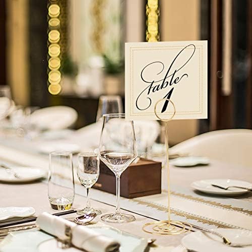 Radezon 20 Pack 8.75 inch Tall Table Number Holders Place Card Holder Table Picture Holder Wire Photo Holder Clips Picture Memo Note Photo Stand (Gold)