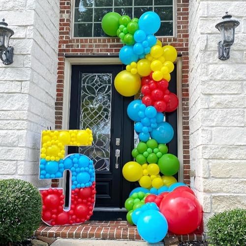 Red Yellow Blue Green Balloons Arch Kit, 131PCS Yellow Blue Red Balloons
