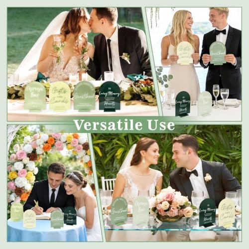 Acrylic Wedding Signs for Reception Sage Green Wedding Party Supplies 4 Pcs