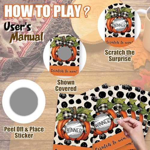 Thanksgiving Scratch Off Cards - 40 Pack Thanksgiving Games for Family Party - Friendsgiving Party Fun Dinner Activities -A01