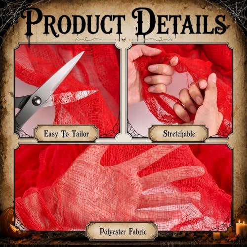 600 x 80 in Halloween Creepy Cloth for Yard and Outdoor Decorations, Red
