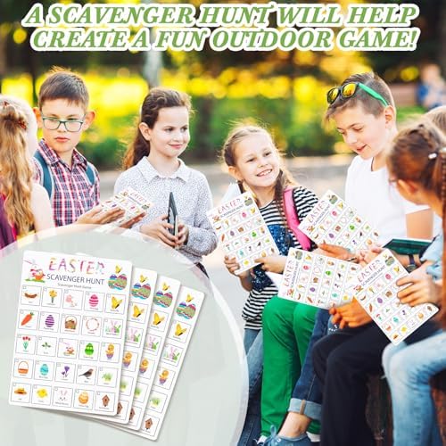 Hoolerry 30 Pcs Scavenger Hunt Cards for Kids Activities,Easter