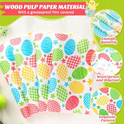 Marspark 100 Sheet Easter Wax Paper Easter Egg for Food 11.4 x 11 Inch