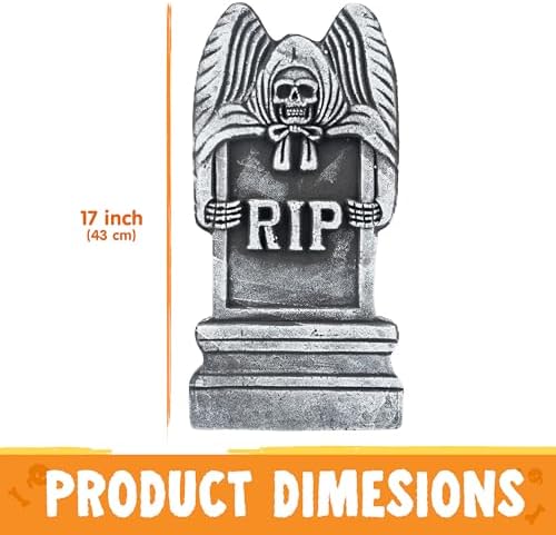 JOYIN 17” Halloween Foam RIP Graveyard Tombstones (5 Pack), Halloween Tombstones Decorations Outdoor for Graves With 12 Metal Stakes For Cemetery Yard Lawn Party Decor