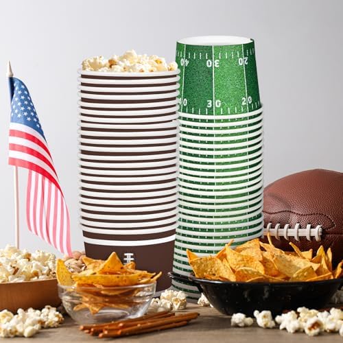 Gatherfun Football Party Supplies Kit for 50 Guests - Snack Cups for Football Birthday and Tailgate Party Decorations