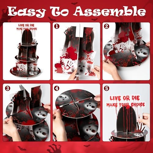 Haooryx Halloween Bloody Cupcake Stand Scary Bloody Cupcake Tower Cardboard