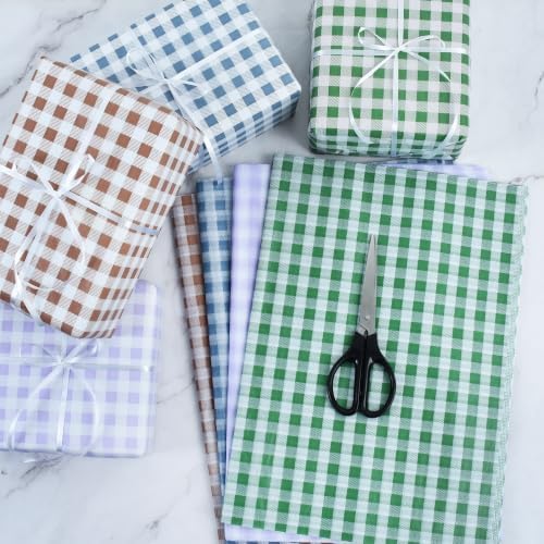 BEISHIDA Gingham Tissue Paper Bulk, Forest Green White Checkered Wrapping Tissue Paper for Gift Bags, 14 x 20 Inch Gift Wrap for Birthday Easter Jungle DIY Crafts Decor Holiday Flowers,50 Sheets