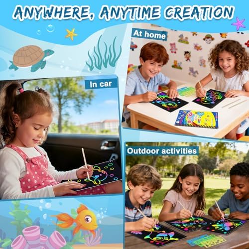 ZMLM Scratch Paper Art-Crafts Gift: 2 Pack Rainbow Notebooks Supplies Toys