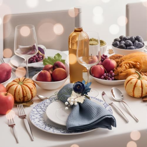 Teenyyou Set of 6 Blue Fall Napkin Rings Blue Pumpkin Ring Holder