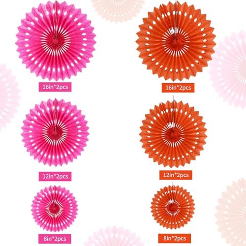 BEISHIDA Honeycomb Round Paper Fans Pink Orange Hanging Party Decoration