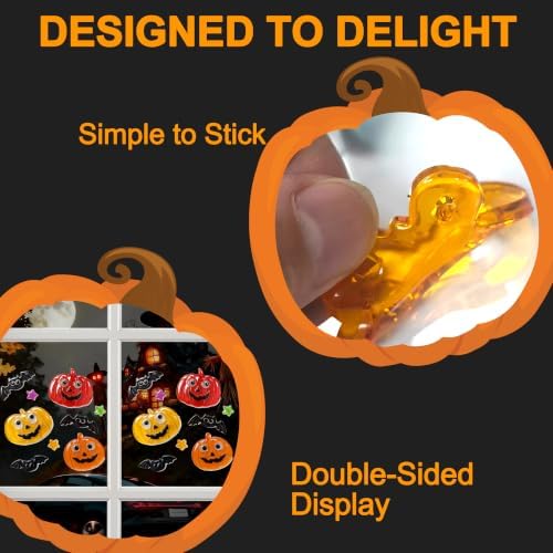6 Sheets Halloween Window Gel Clings, Halloween Window Stickers for Glass