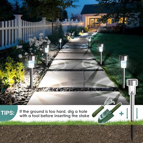 GIGALUMI Outdoor Waterproof Solar Garden Lights, 20 Pack Cold White