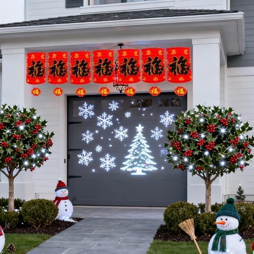Chinese New Year Lanterns Decoration 2026, 6 Pcs Lunar New Year Red Fu Paper Lanterns, 6.2 x 11 Inches Lucky Fu Character Lantern Lunar Spring Festival Ceiling Hanging Decor for Home Restaurant Store