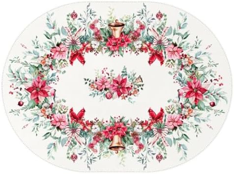 Christmas Tablecloth Pink Xmas Decorations Waterproof Tablecloths Table Covers for Dinner Kitchen Dining Table Party Holiday Decor 60"x 84" Oval