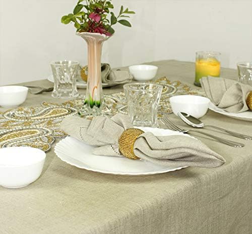 COTTON CRAFT Glitz Handmade Beaded Napkin Rings - Set of 12 - Gold