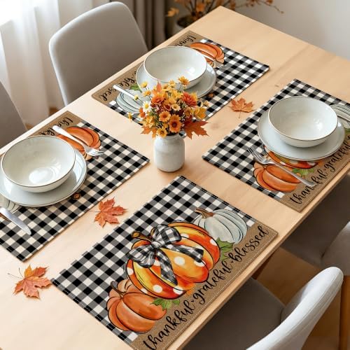 Place Mats Set of 4 12x18 inch (Buffalo Pumpkin, 12"x18")