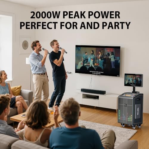 Smart Karaoke Machine with 23.8 Inch Touch Screen 2000W Peak Power