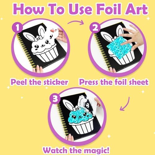 FUNNYB&G Foil Art Craft Kit for Kids, Sparkly Birthday Gift Toy for Kids