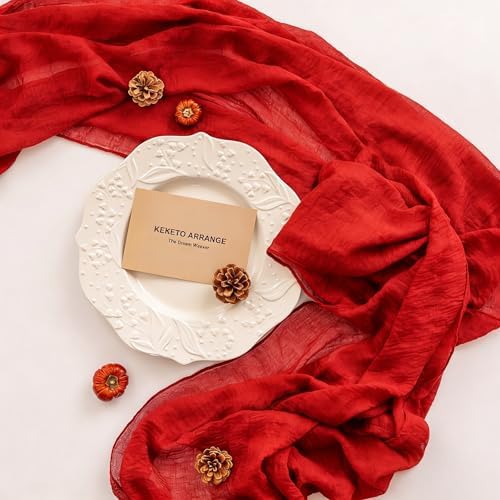Red Cheesecloth Table Runner 120 Inches Fall Christmas Party Decorations