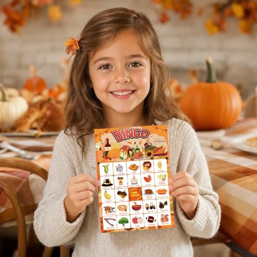 MDDRUIQI Thanksgiving Crafts for Kids - Thanksgiving Bingo Cards for Kids
