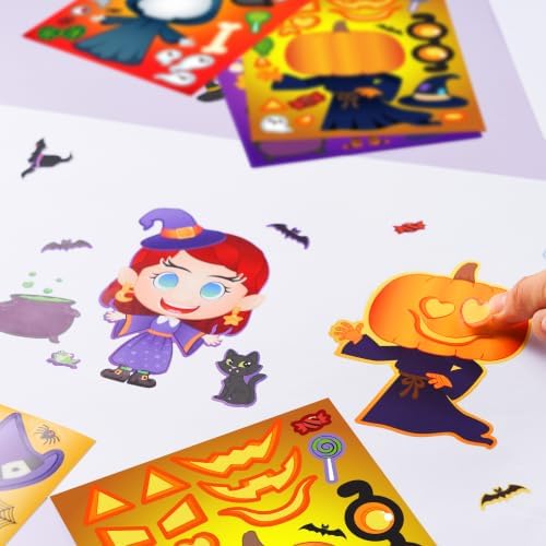 JOYIN 36 PCS Halloween Craft Stickers for Kids Party Favor, Make a Face Stickers with Designs Witch Vampire, DIY Craft Supplies for Halloween Party Game Classroom Activities Gift Goodies